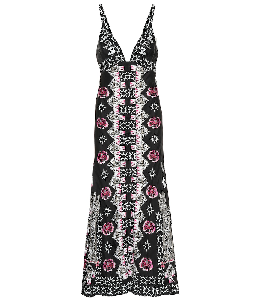 Temperley London Flux Satin Jacquard Maxi Dress In Black | ModeSens