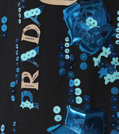 Shop Prada Sequined Silk Chiffon Gown In Blue