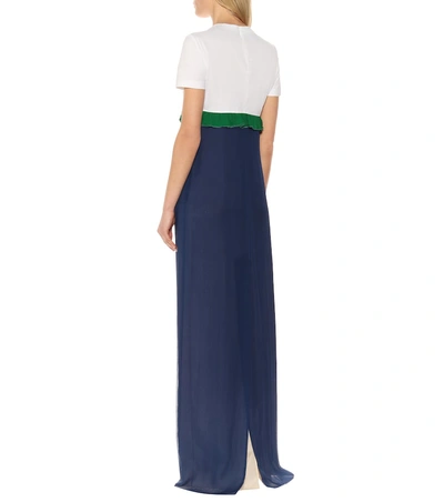 Shop Prada Cotton And Silk Maxi Dress In Multicoloured
