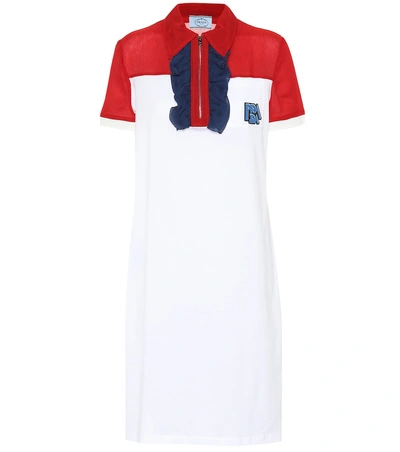 Shop Prada Logo Silk Shirt Dress In Multicoloured