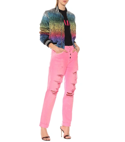 Shop Amiri Printed Silk Bomber Jacket In Multicoloured