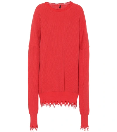 Shop Ben Taverniti Unravel Project Cotton And Cashmere Sweater In Red