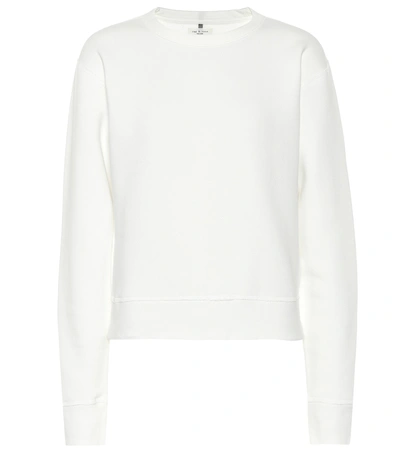 Shop Rag & Bone Cotton-blend Crewneck Sweatshirt In White