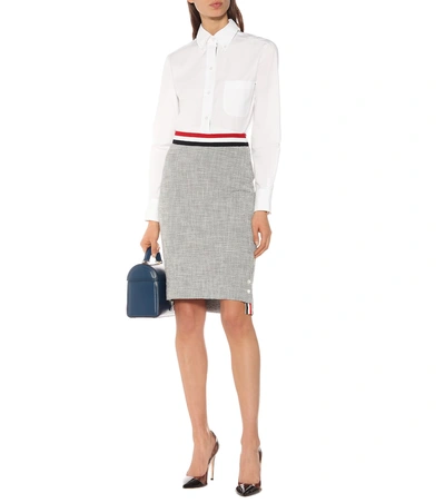 Shop Thom Browne Tweed Pencil Skirt In Grey