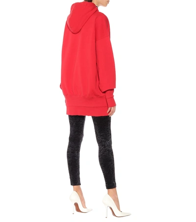 Shop Vetements Embroidered Oversized Cotton Hoodie In Red