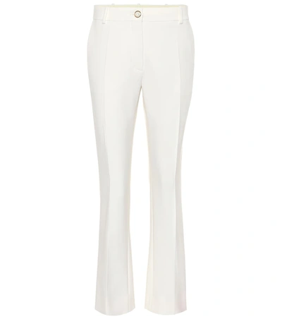 Shop Valentino Cropped Wool-blend Pants In White