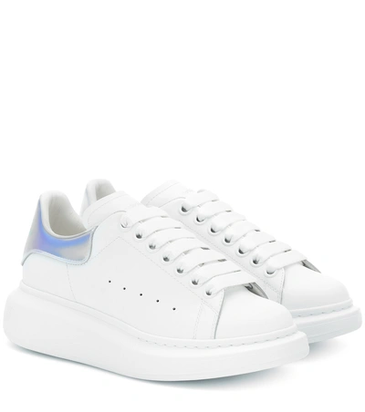 Shop Alexander Mcqueen Oversized Leather Sneakers In White Shock Pink