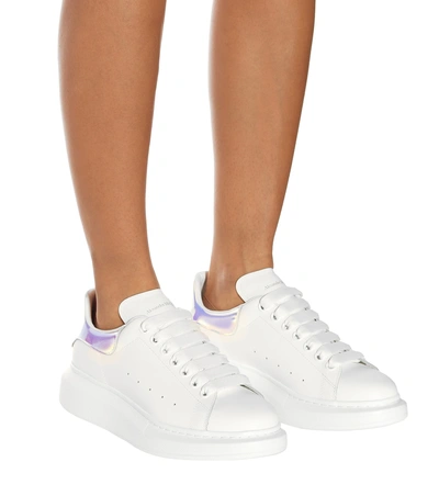 Shop Alexander Mcqueen Oversized Leather Sneakers In White Shock Pink