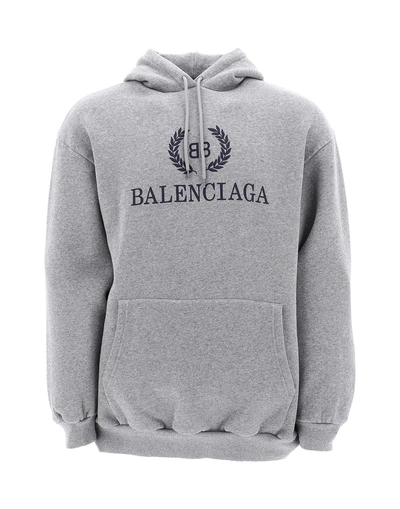 Shop Balenciaga Bb Logo Hoodie In Grey