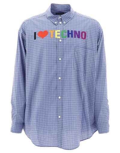 Shop Balenciaga I Love Techno Shirt In Blue