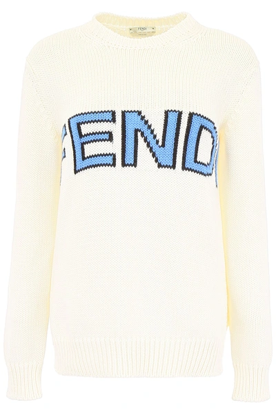 Shop Fendi Fend Logo Knit Pullover In Multi