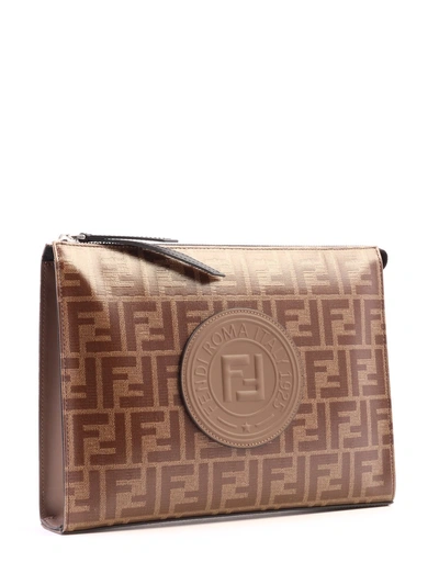 Shop Fendi Logo Monogram Clutch Bag In Multi