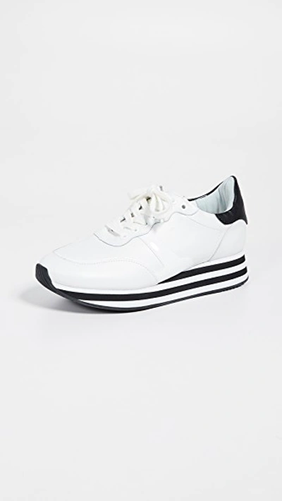 Shop Alice And Olivia Magman Sneakers In White/ Black