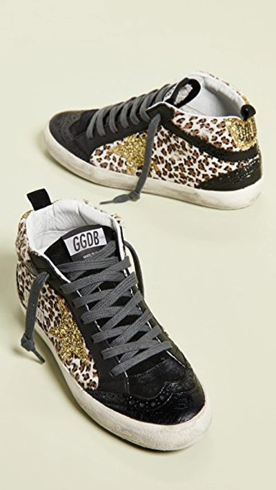 Shop Golden Goose Mid Star Sneakers In Leopard/gold Glitter