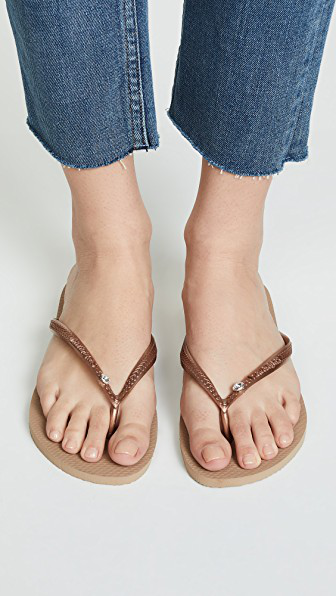 havaianas slim rose gold crystal