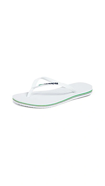 Shop Havaianas Slim Brazil Flip Flops In White