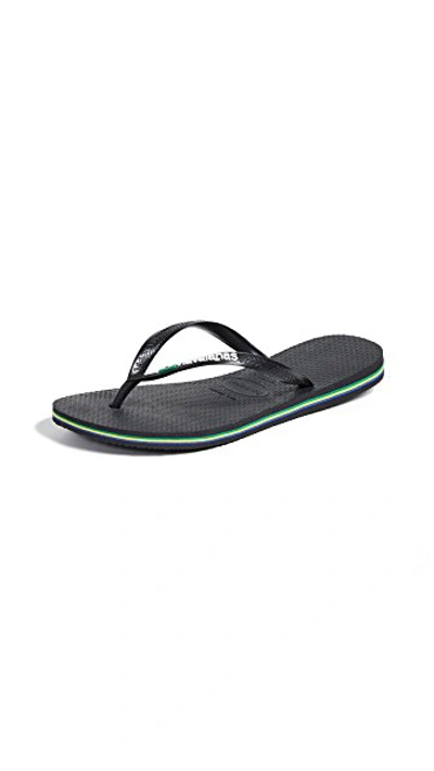 Shop Havaianas Slim Brazil Flip Flops In Black