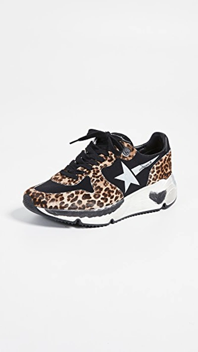 Shop Golden Goose Running Sole Sneakers In Leopard/white