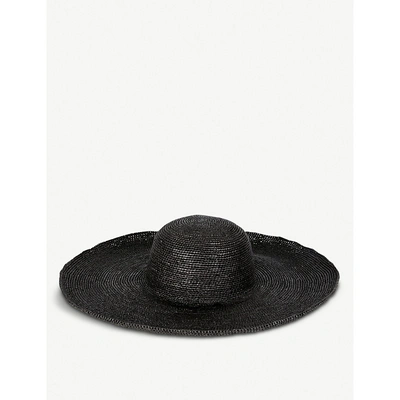 Shop Artesano Praia Crochet Toquilla Straw Hat In Black