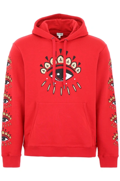 Shop Kenzo Eyes Embroidery Hoodie In Vermillon|rosso