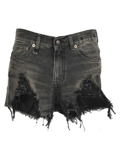 Shop R13 Shredded Slouch Shorts In Niles Black