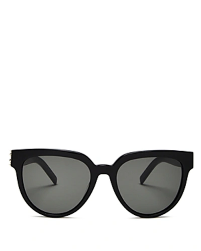 Shop Saint Laurent Women's Cat Eye Sunglasses, 57mm In Black/gray