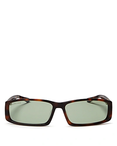 Shop Balenciaga Women's Rectangular Sunglasses, 60mm In Havana/green