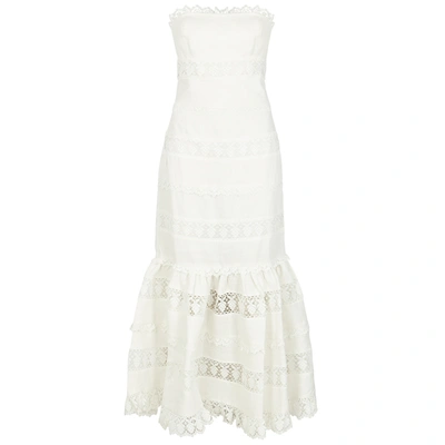 Shop Zimmermann Wayfarer Lace-trimmed Linen Midi Dress