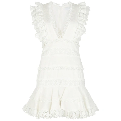 Shop Zimmermann Wayfarer Lace-trimmed Linen Mini Dress