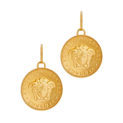 Shop Versace Gold-tone Medusa Drop Earrings