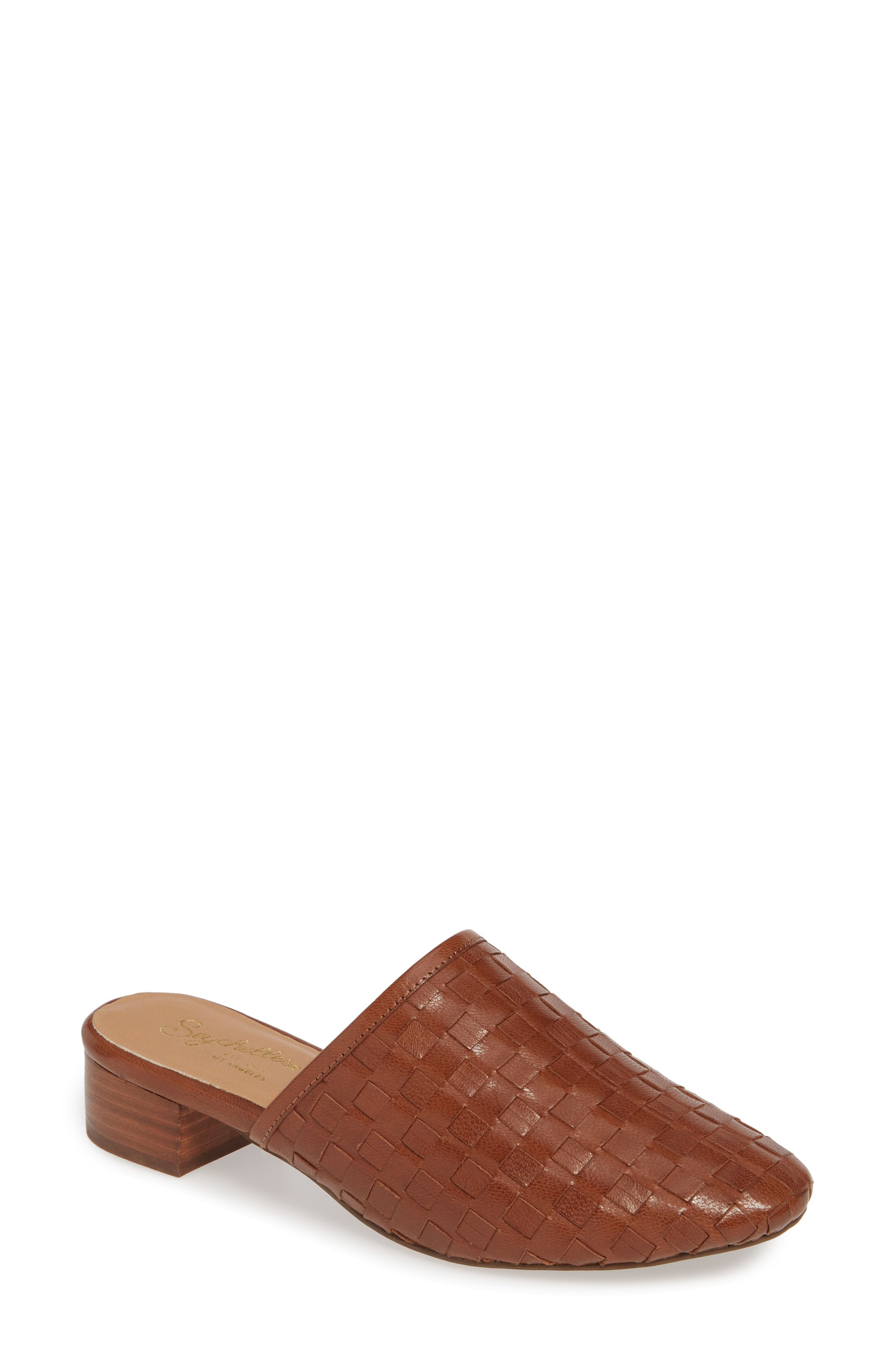 cognac woven mules
