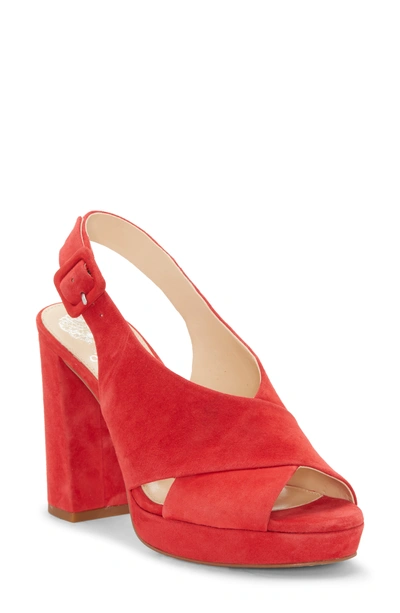 Shop Vince Camuto Slingback Platform Sandal In Glamour Red Suede