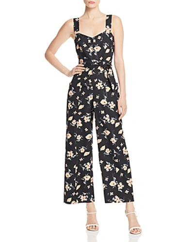 Shop Rebecca Taylor Daniella Floral Jumpsuit In Black Combo