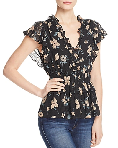 Shop Rebecca Taylor Daniella Floral Top In Black Combo