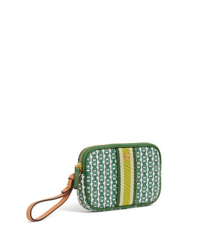 Shop Tory Burch Gemini Link Canvas Wristlet In Arugula Gemini Link