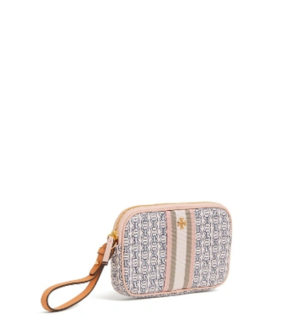 Shop Tory Burch Gemini Link Canvas Wristlet In Coastal Pink Gemini Link