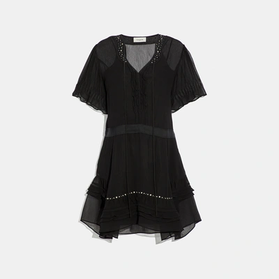 Shop Coach Tiered Dress In Black