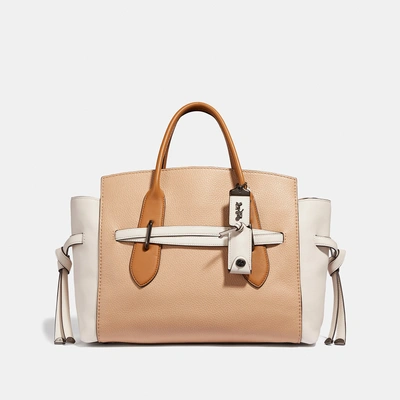 Shop Coach Shadow Carryall In Colorblock In Beechwood/pewter