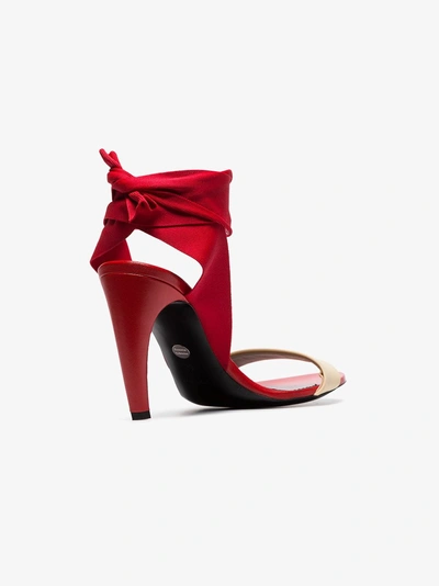 Shop Proenza Schouler Red 90 Ankle Tie Leather Sandals