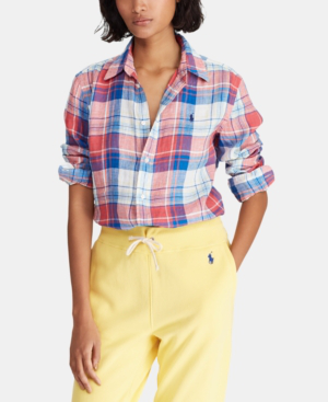 polo ralph lauren women's white linen shirt