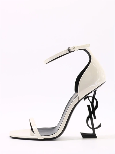 Shop Saint Laurent Opyum Sandals White In White/black