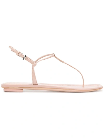 Shop Prada T-bar Flat Sandals In Cipria