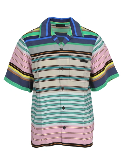Shop Prada Striped Shirt In Multicoloured Stripes