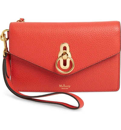 Shop Mulberry Amberley Iphone Leather Clutch - Red In Hibiscus Red