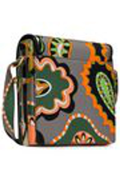 Shop Emilio Pucci Leather-trimmed Printed Silk-twill Shoulder Bag In Gray