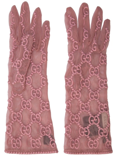 Shop Gucci Gg Tulle Gloves - Pink