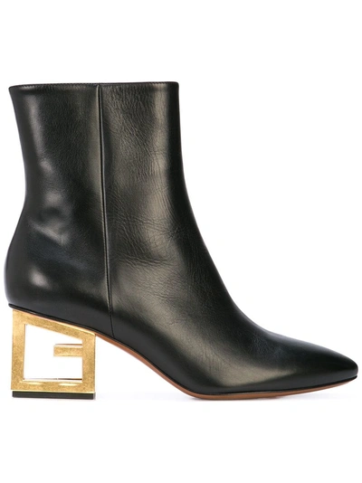 GIVENCHY GOLD G HEEL BOOTS - 黑色