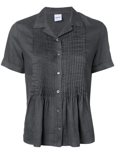 Shop Aspesi Pleated Short-sleeved Shirt - Grey