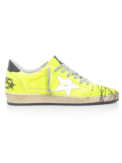 Shop Golden Goose Ball Star Sneakers In Lime Suede Black Paint
