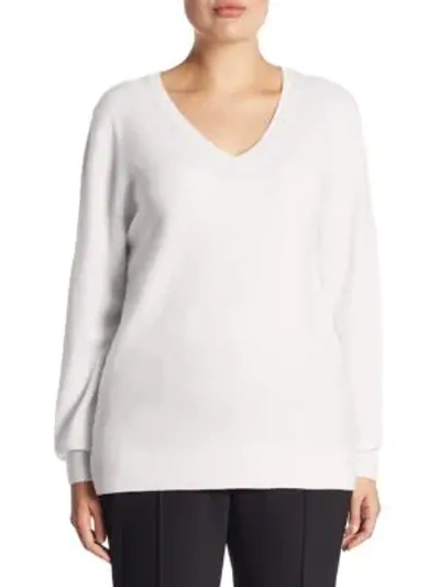 Shop Saks Fifth Avenue Plus V-neck Cashmere Knitted Sweater In Ivory